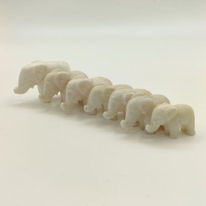 Набор из семи статуэток "Слоники", мрамор, резьба, СССР, 1950-1970 гг.