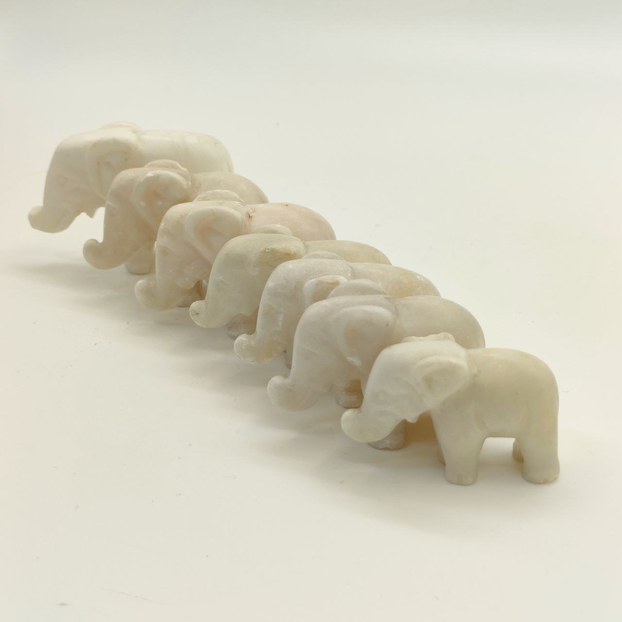 Набор из семи статуэток "Слоники", мрамор, резьба, СССР, 1950-1970 гг.