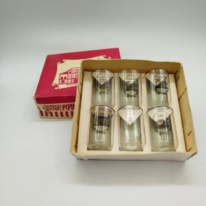 Набор из шести рюмок  "Ульяновск" в родной коробке, стекло, картон, деколь, СССР, 1970-1990 гг.
