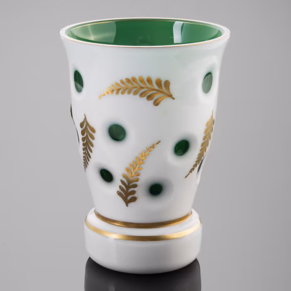 Ваза миниатюрная, украшенная золотистыми веточками, Bohemia Crystal (Bohemia Glass)