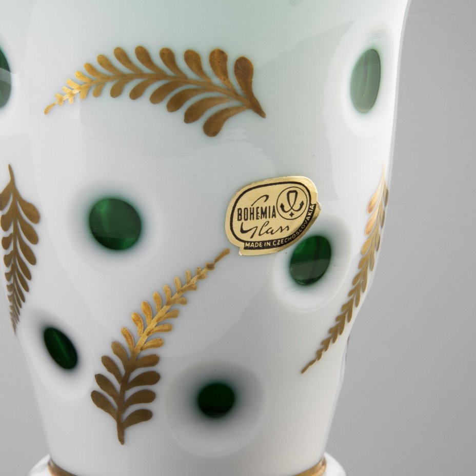 Ваза миниатюрная, украшенная золотистыми веточками, Bohemia Crystal (Bohemia Glass)
