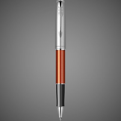 Ручка-роллер Parker Sonnet Essentials Orange SB Steel CT, цвет чернил black,перо: F, в подарочной упаковке., Металлы: нержавеющая сталь, палладий, пластик