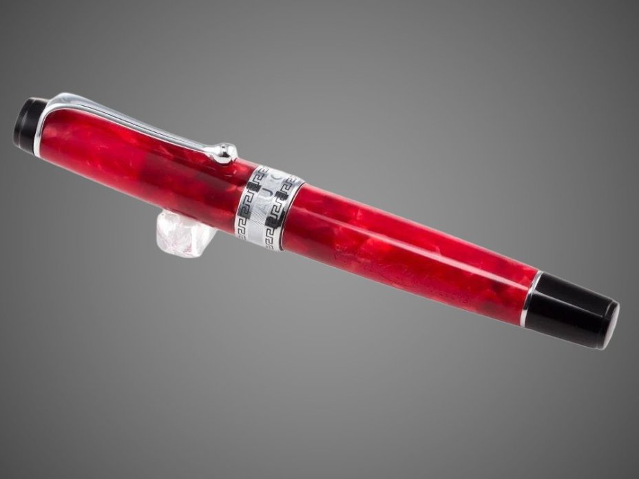 Ручка-роллер Aurora Optima Auroloide Rossa CT, в подарочной коробке, Лаки и смолы: смола, хром