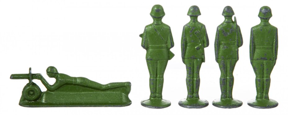 Набор оловянных солдат (7 штук) в подборе, олово, краска, СССР, 1970-1990 гг.