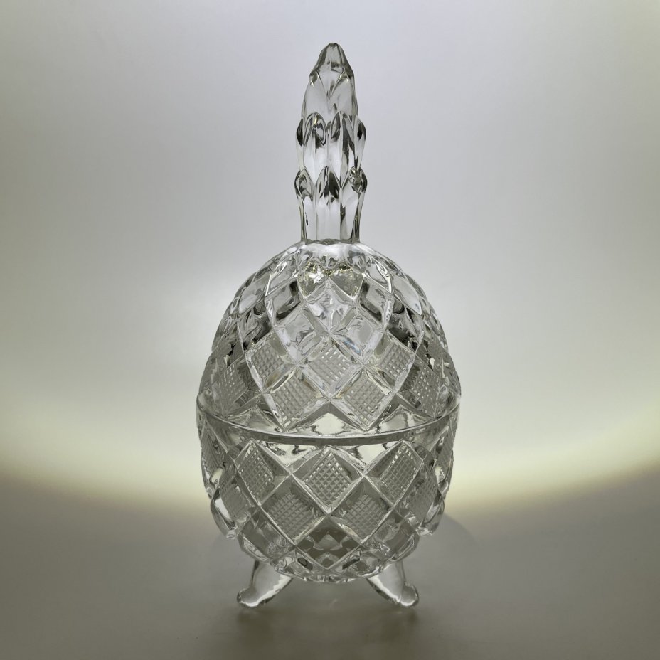 Ваза для десертов (бонбоньерка, конфетница) в виде ананаса, хрусталь, СССР, 1970-1990 гг.