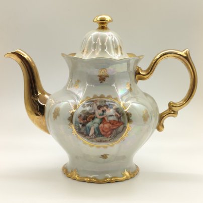 Чайник "Мадонна", фарфор, деколь, люстр, золочение, Sonneberg Porzellan, Германия, 1960-1990 гг., Sonneberg Porzellan