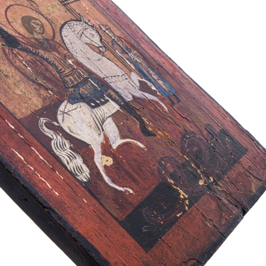 Икона "Святой Великомученик Георгий Победоносец" ("Чудо Георгия о змие"), дерево, темпера, Российская империя, 1850-1900 гг.