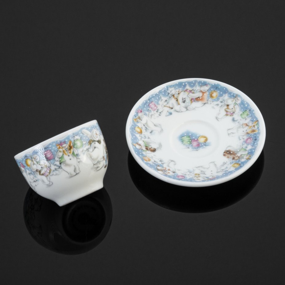 Кофейная пара (под ристретто) с новгодним орнаментом, Royal Doulton