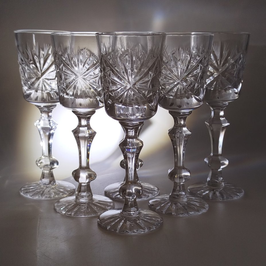 Набор из 6-ти бокалов/фужеров с резным декором