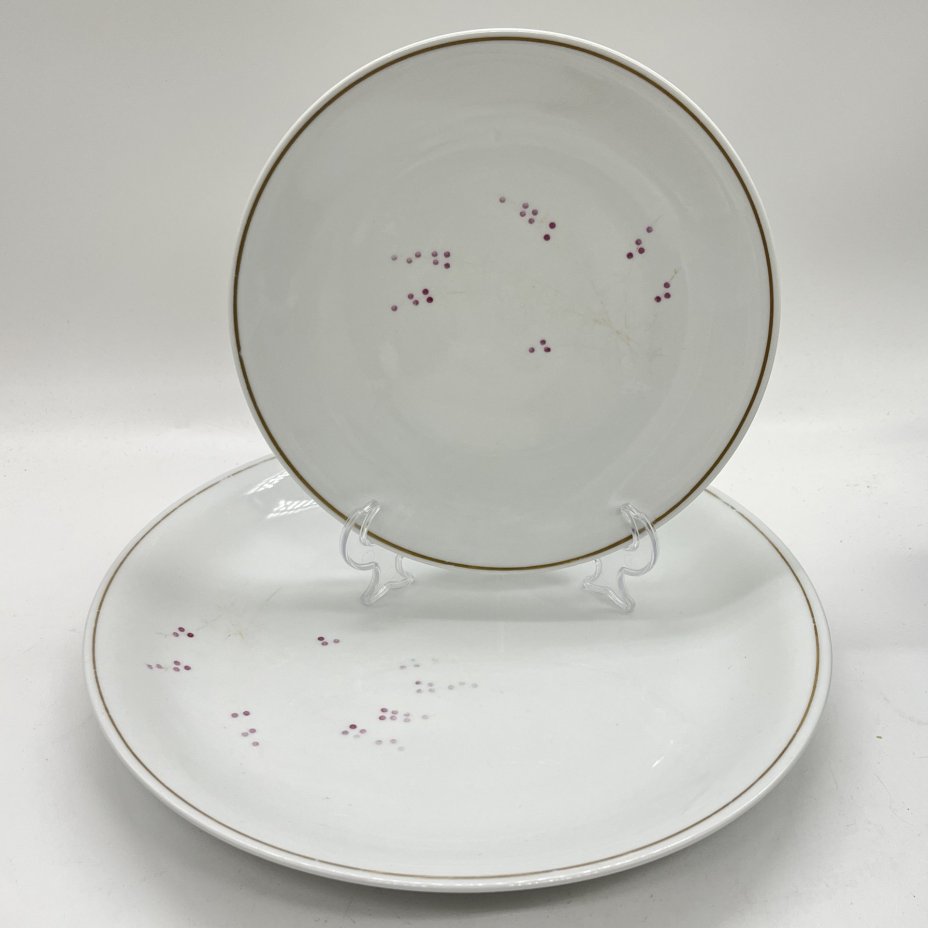 Набор сервировочный из тарелки и блюда с растительным декором, фарфор, деколь, золочение, Volkstedt Beyer & Bock, ГДР, 1960-1980 гг.