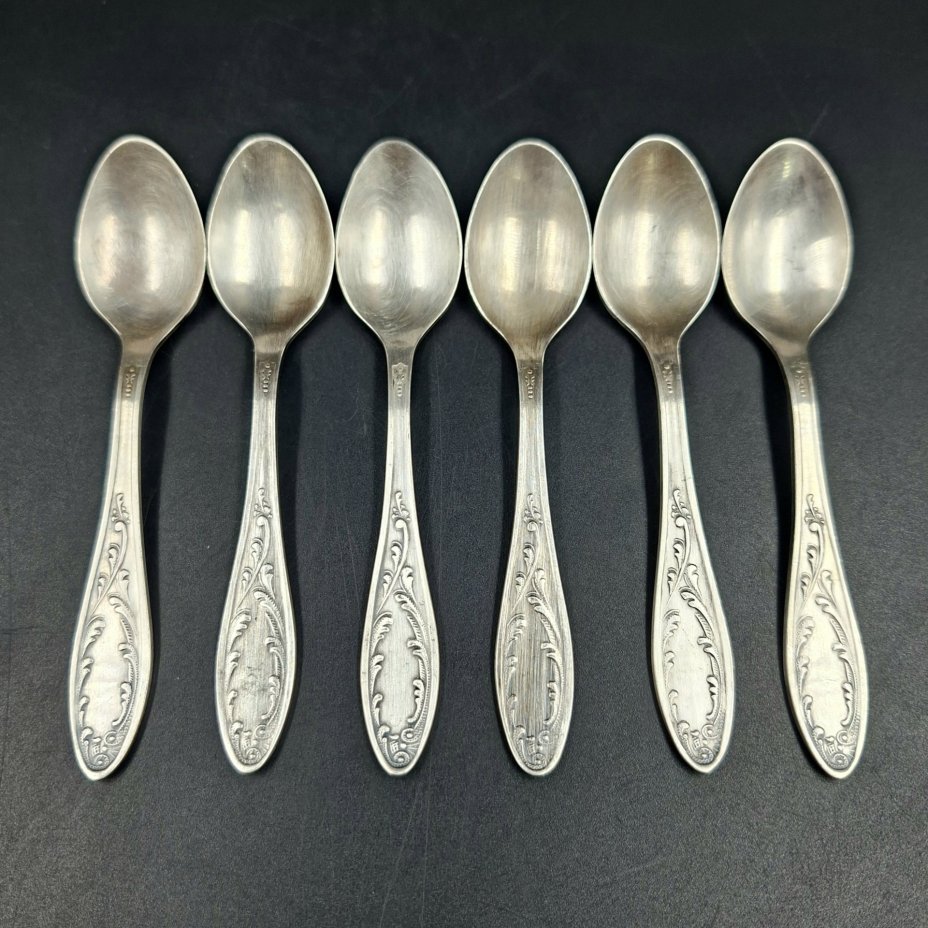 Набор из шести кофейных ложек "Пламя", мНЦ (медь-никель-цинк), Кольчугинский завод цветных металлов, СССР, 1960-1990 гг.