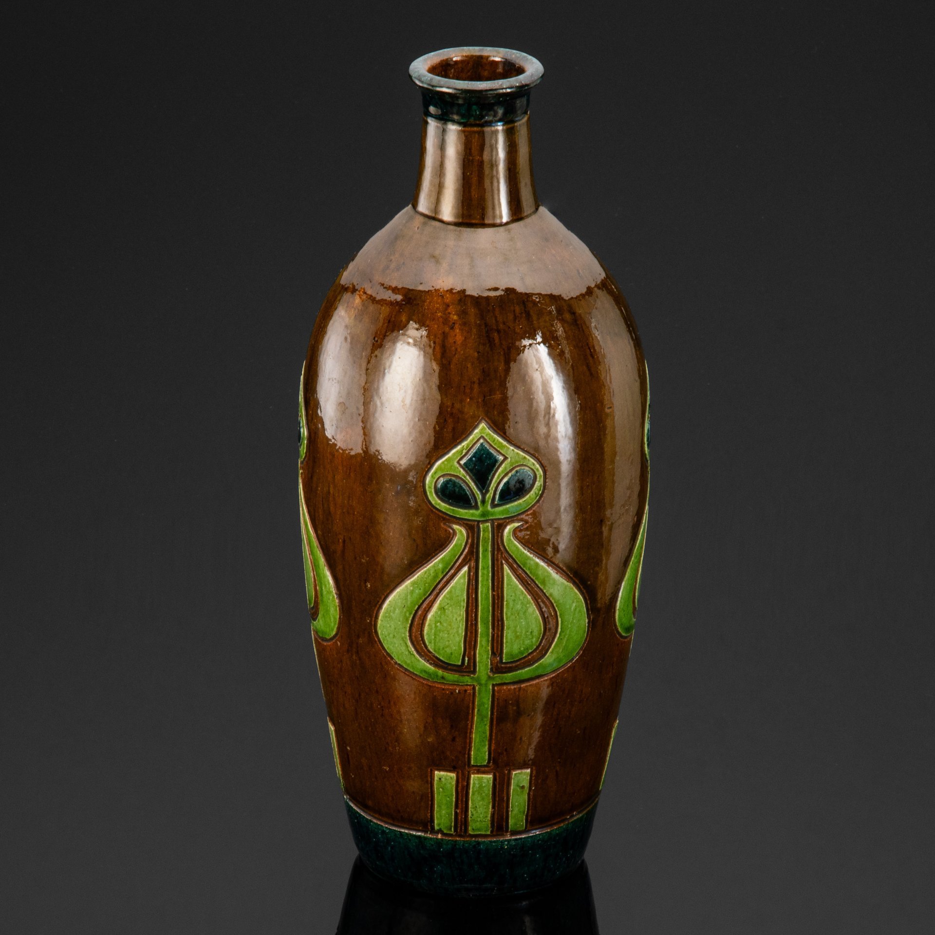 Ваза интерьерная в стиле Art Deco, Faiencerie Thulin, керамика, поливы, Бельгия, 1930-1950 гг.