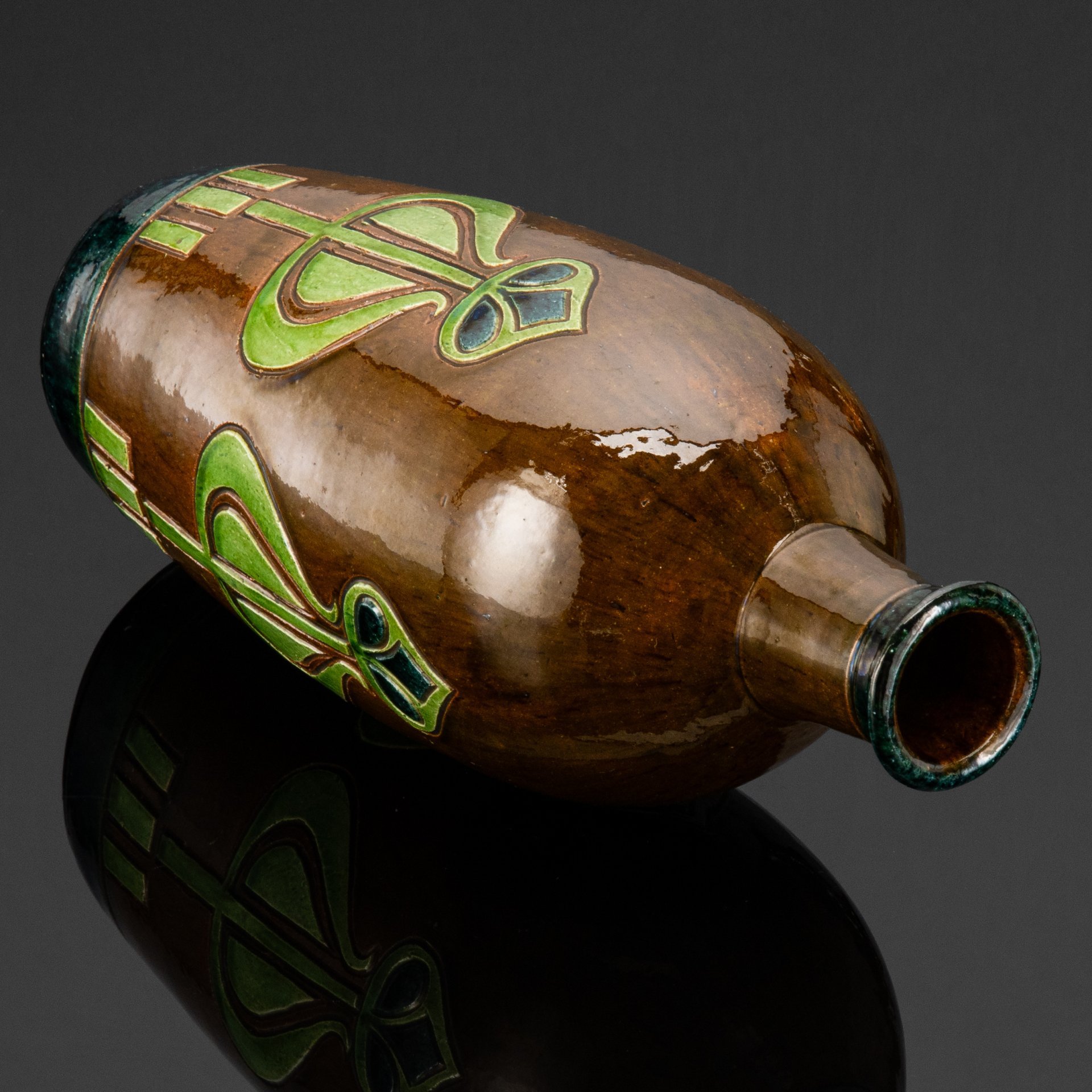 Ваза интерьерная в стиле Art Deco, Faiencerie Thulin, керамика, поливы, Бельгия, 1930-1950 гг.