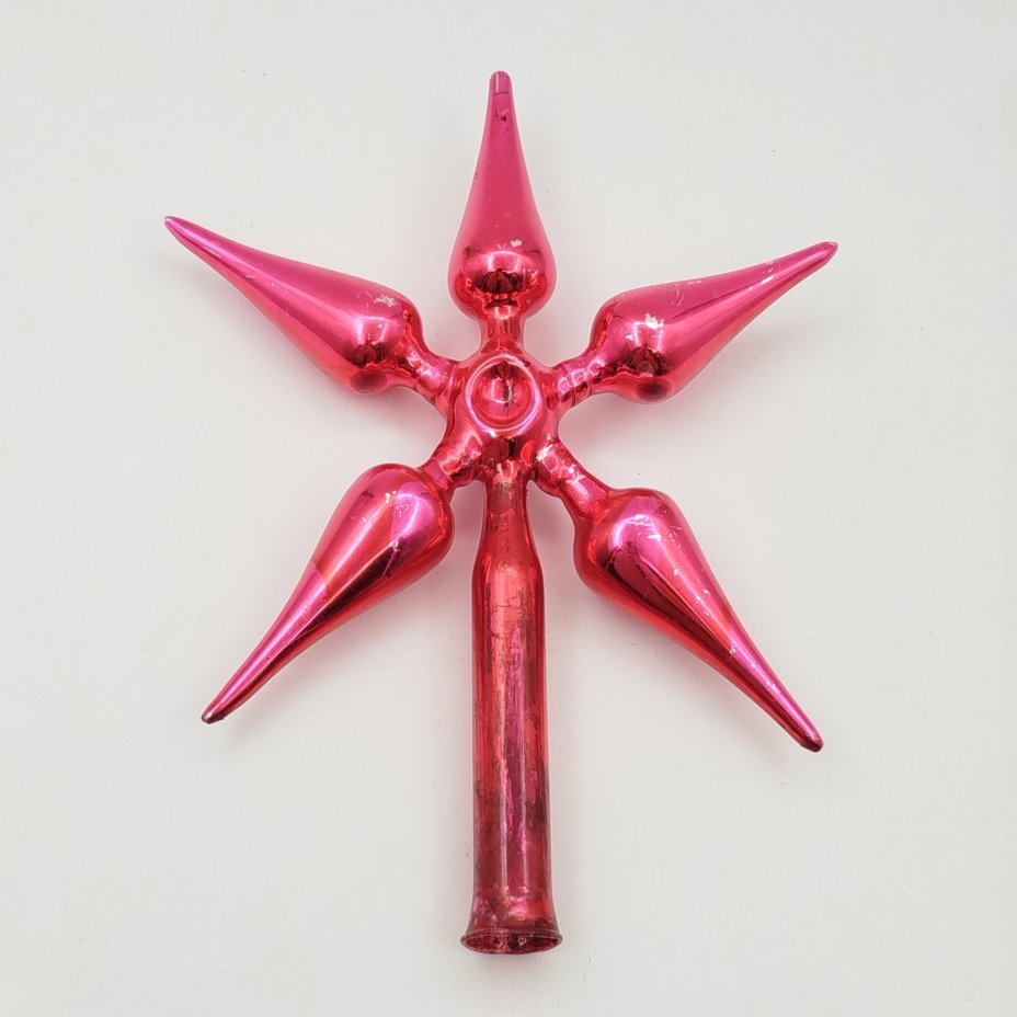 Игрушка елочная "Звезда" (навершие/наконечник на елку), стекло, краска, СССР, 1960-1980 гг.