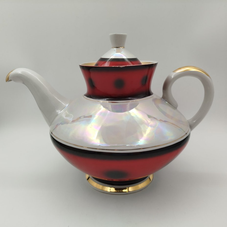 Чайник заварочный, фарфор, люстр, крытье, золочение, Минский фарфорово-фаянсовый завод, СССР, 1968-1983 гг.