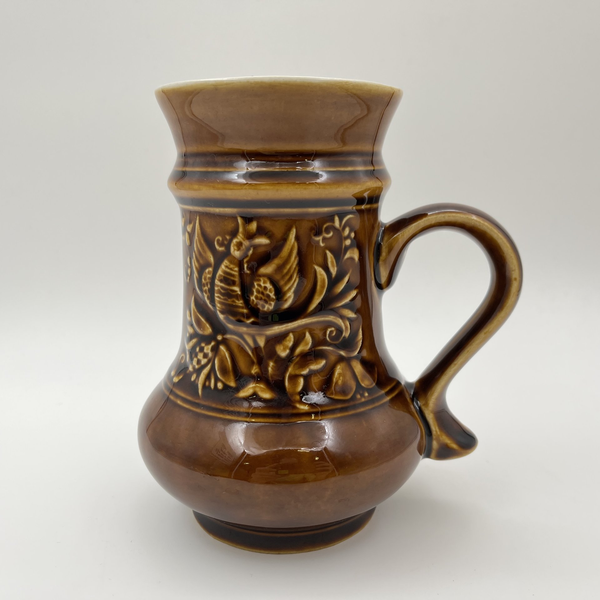 Кружка пивная "Сирин", фаянс, поливы, Московский завод «Изолятор», СССР, 1970-1990 гг.