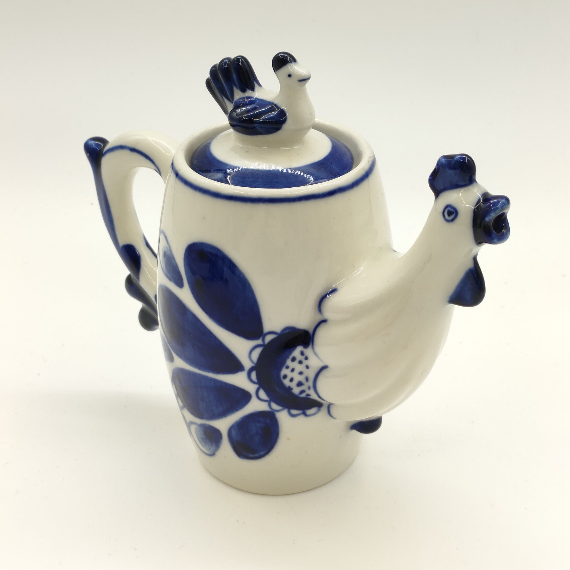 Чайник заварочный "Петушок", фарфор, роспись, Объединение «Гжель», СССР, 1972-1985 гг.