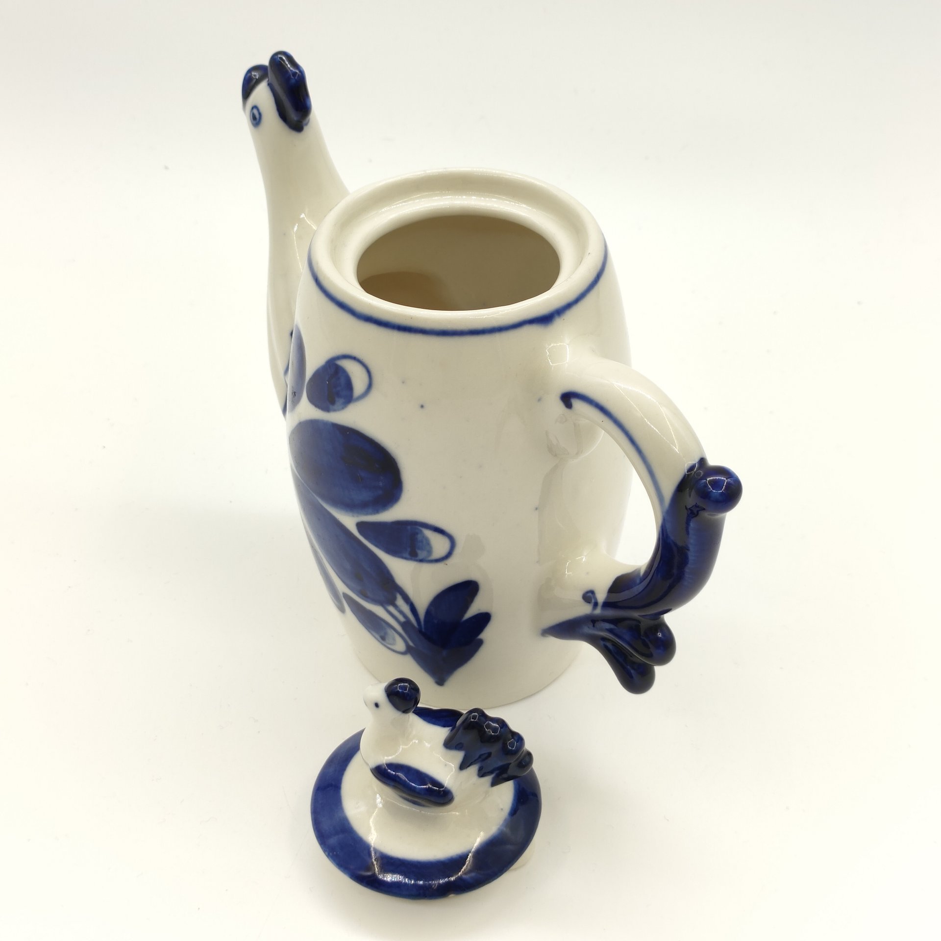 Чайник заварочный "Петушок", фарфор, роспись, Объединение «Гжель», СССР, 1972-1985 гг.