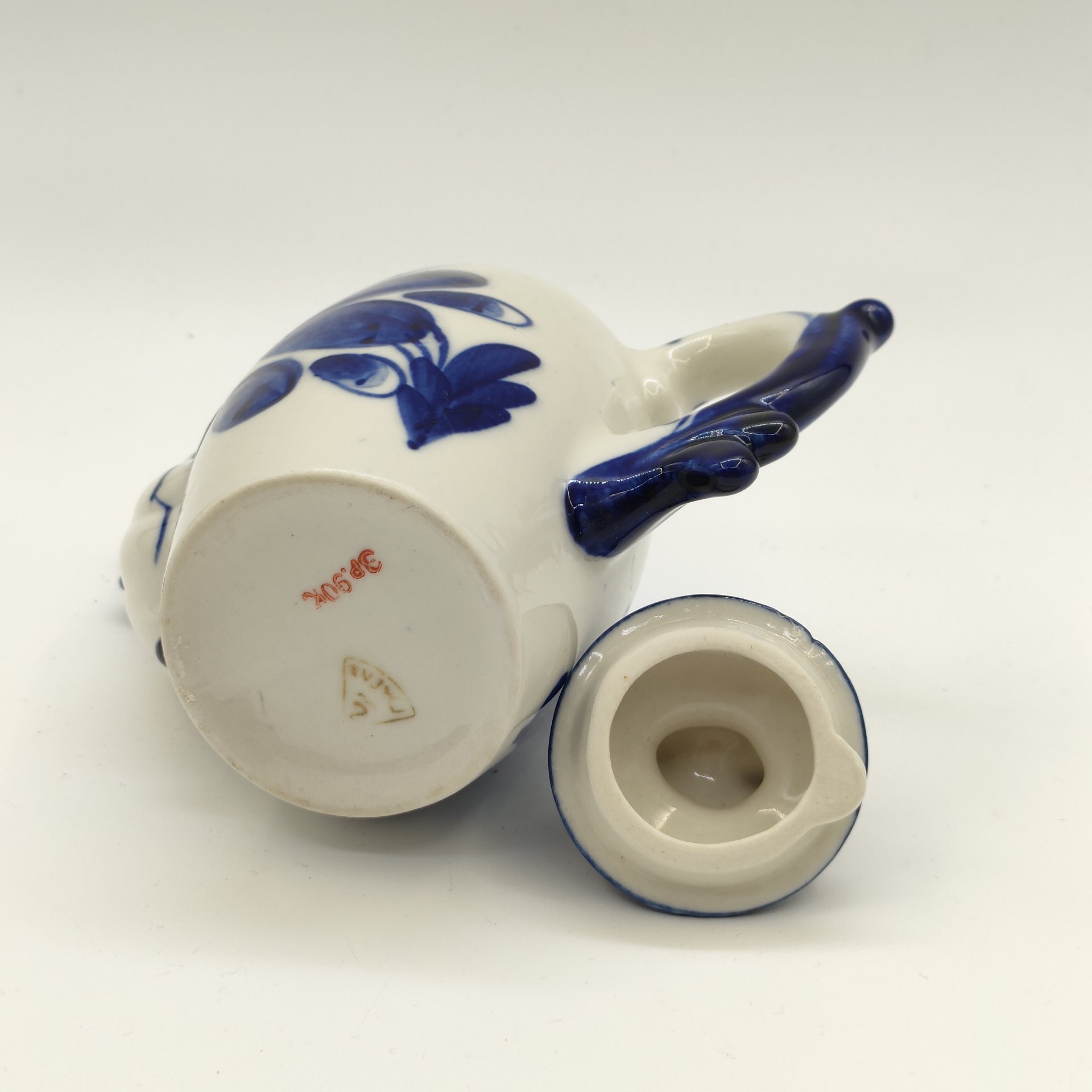 Чайник заварочный "Петушок", фарфор, роспись, Объединение «Гжель», СССР, 1972-1985 гг.