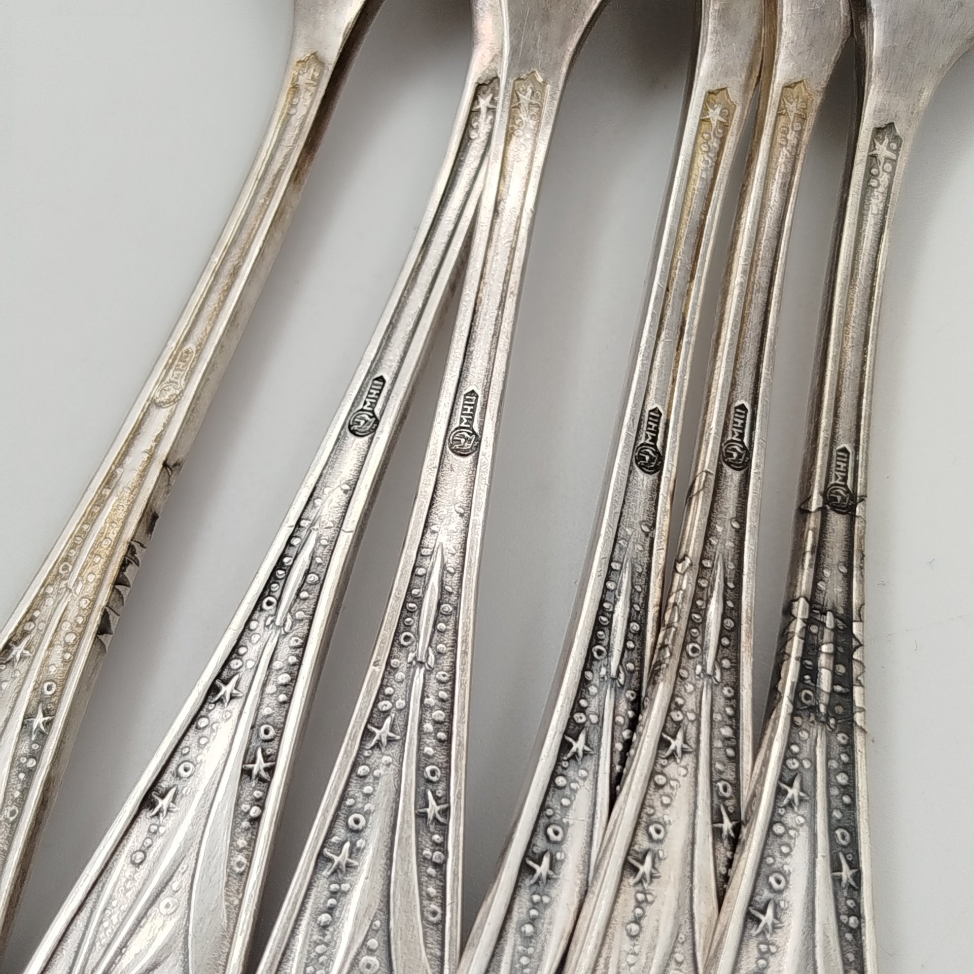 Набор из шести агитационных десертных вилок "50 лет Советской власти. Залп Авроры. 1917-1967 гг."