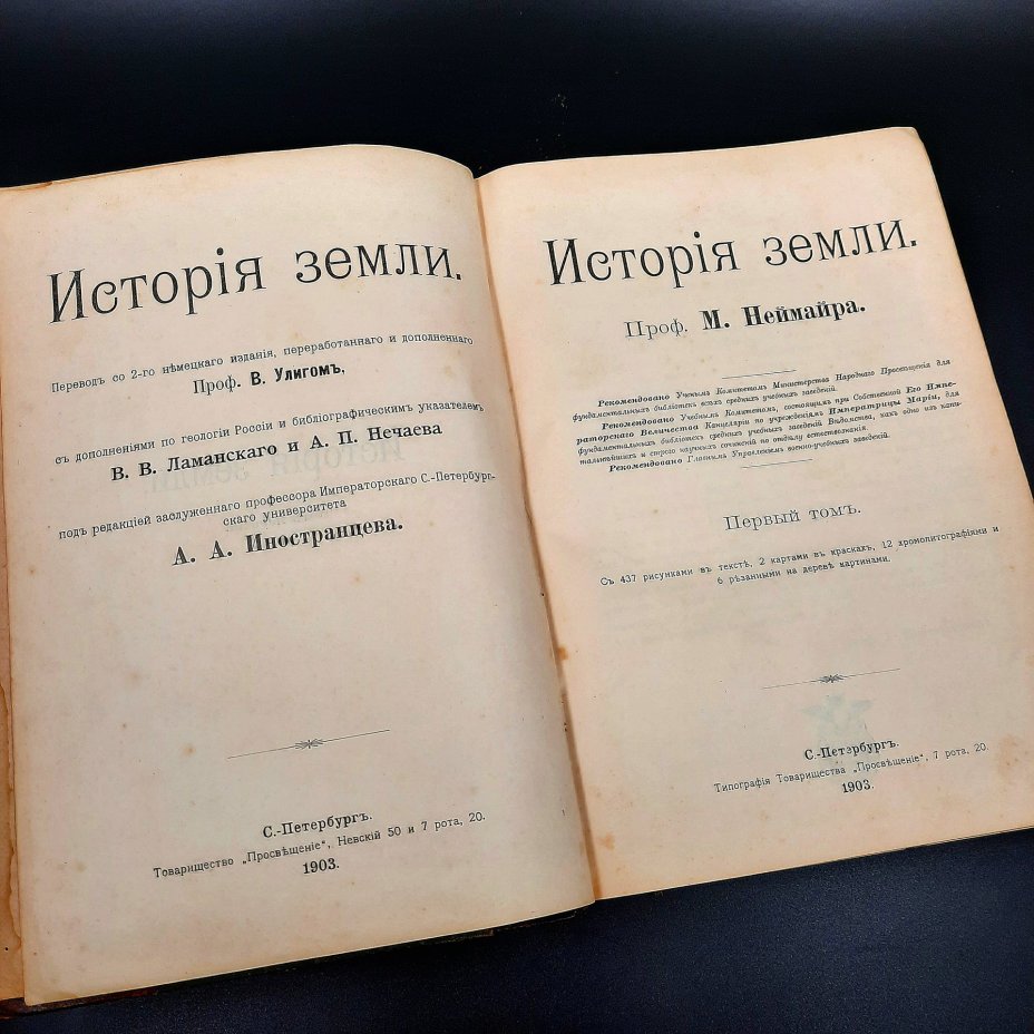 Неймар М. «История земли» (том 1), бумага, печать, кожа, Книгоиздательское товарищество «Просвещение», Российская империя, 1903 г., Книгоиздательское товарищество «Просвещение»