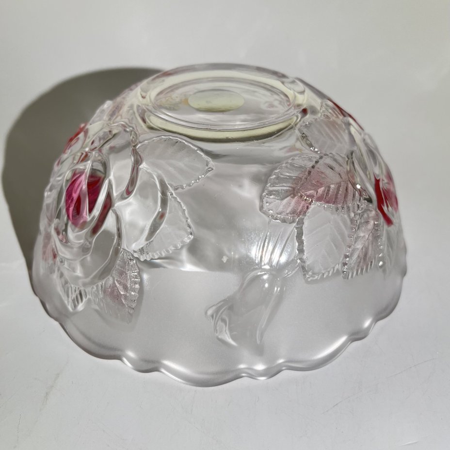 Конфетница (блюдце) "Роза" с цветочным декором, стекло, Soga Glass, Япония, 2000-2010 гг.