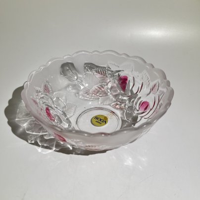 Конфетница (блюдце) "Роза" с цветочным декором, стекло, Soga Glass, Япония, 2000-2010 гг., Soga Glass