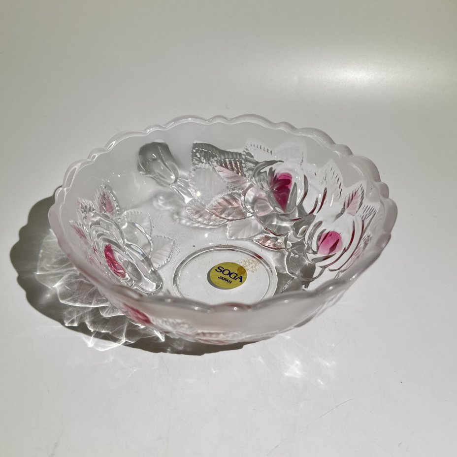 Конфетница (блюдце) "Роза" с цветочным декором, стекло, Soga Glass, Япония, 2000-2010 гг., Soga Glass