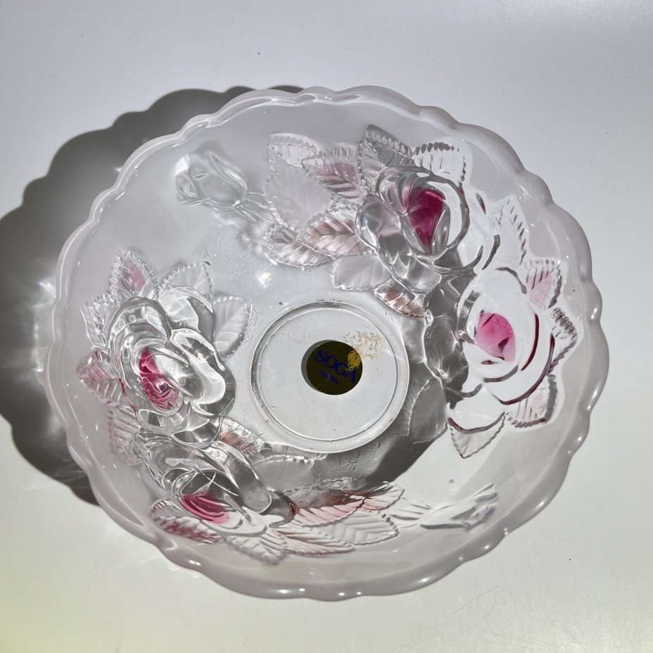 Конфетница (блюдце) "Роза" с цветочным декором, стекло, Soga Glass, Япония, 2000-2010 гг., Soga Glass