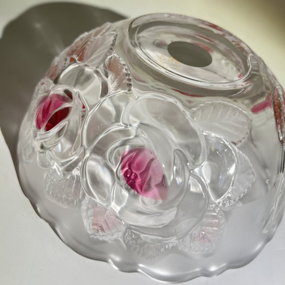 Конфетница (блюдце) "Роза" с цветочным декором, стекло, Soga Glass, Япония, 2000-2010 гг., Soga Glass