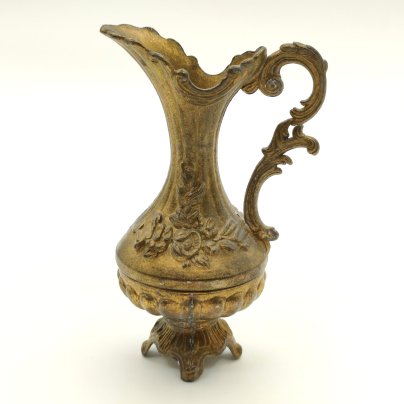 Кувшин декоративный с рельефным цветочным декором, металл, литье, золочение, Италия, 1920-1950 гг.