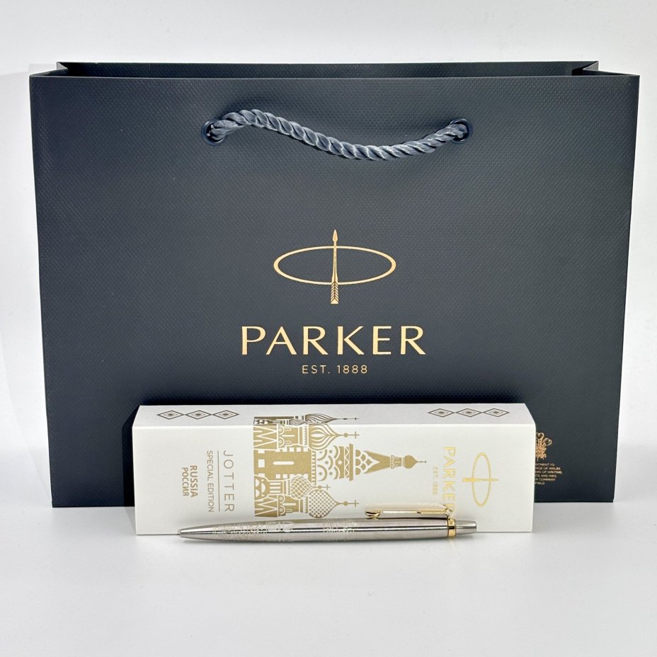 Шариковая ручка "Россия" в коробке, Parker, нержавеющая сталь, золочение, гравировка