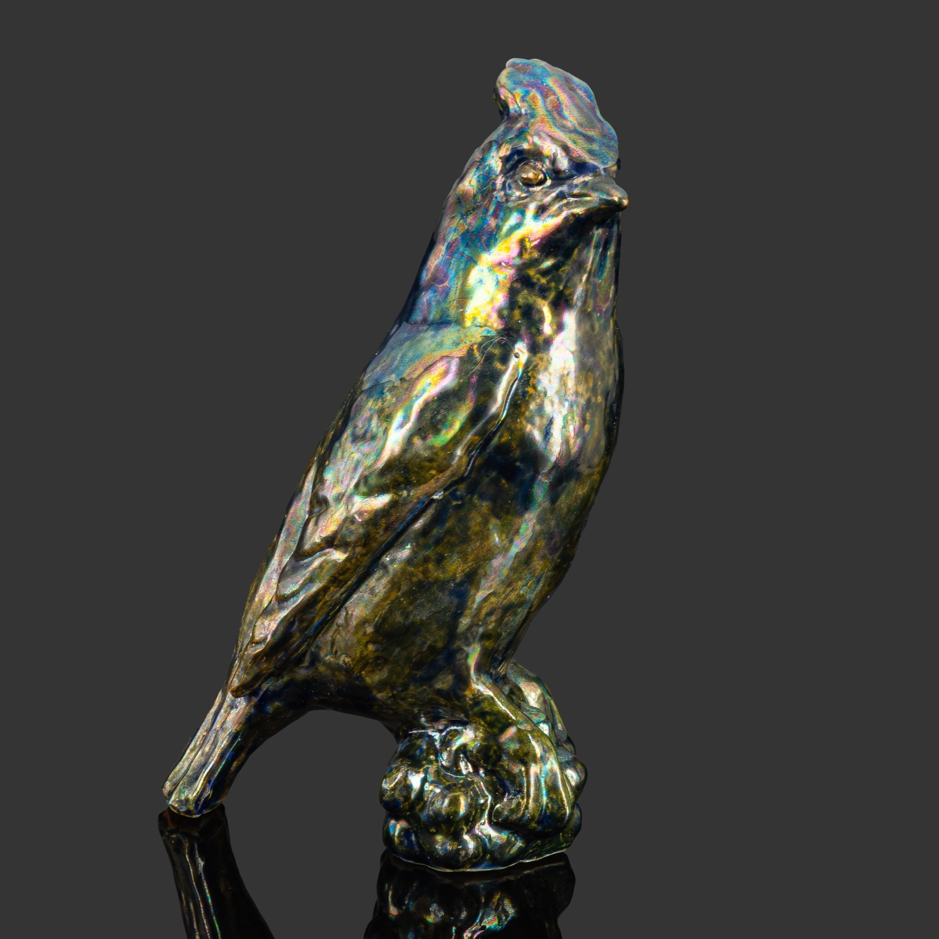 Статуэтка "Птица. Свиристель", автор - Сергей Борисович Мольков, керамика, поливы, Российская Федерация, 2000-2010 гг.