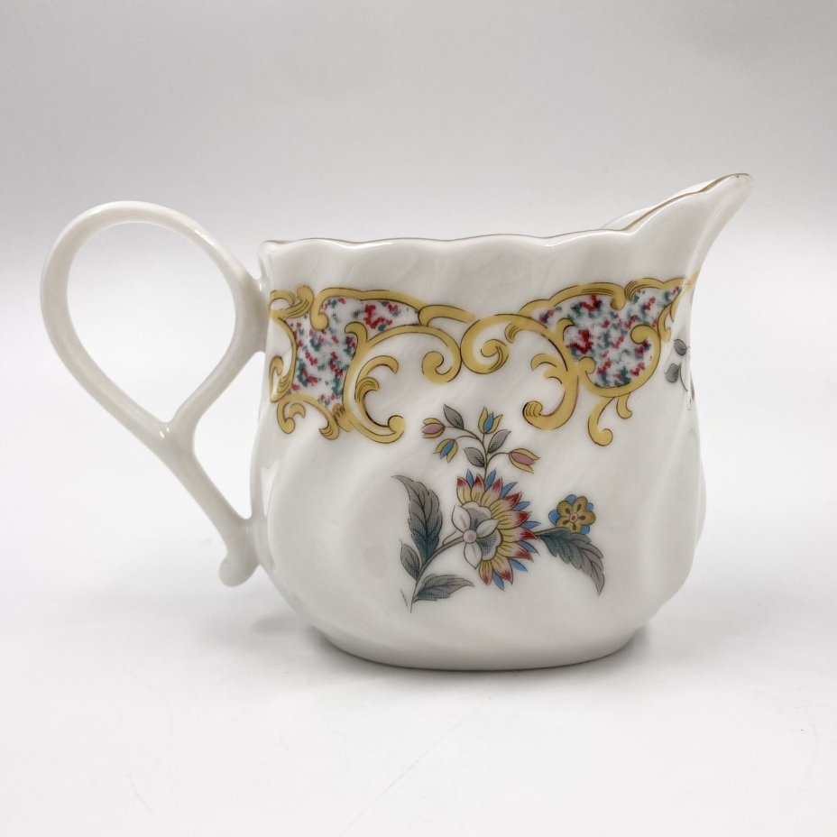 Молочник/сливочник с цветочным декором,  Bone China, фарфор, деколь, золочение, Китай, Китай