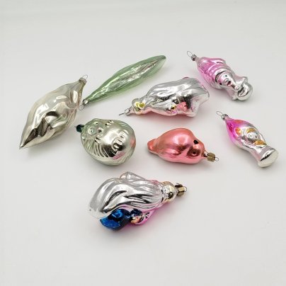 Набор из 8-ми ёлочных игрушек разной формы и размера