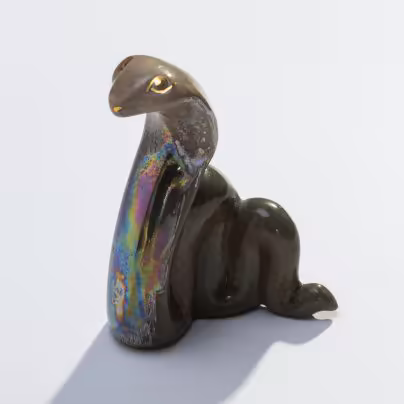 Статуэтка "Королевская кобра", фарфор, аэрография, люстр, СССР, 1970-1990 гг.