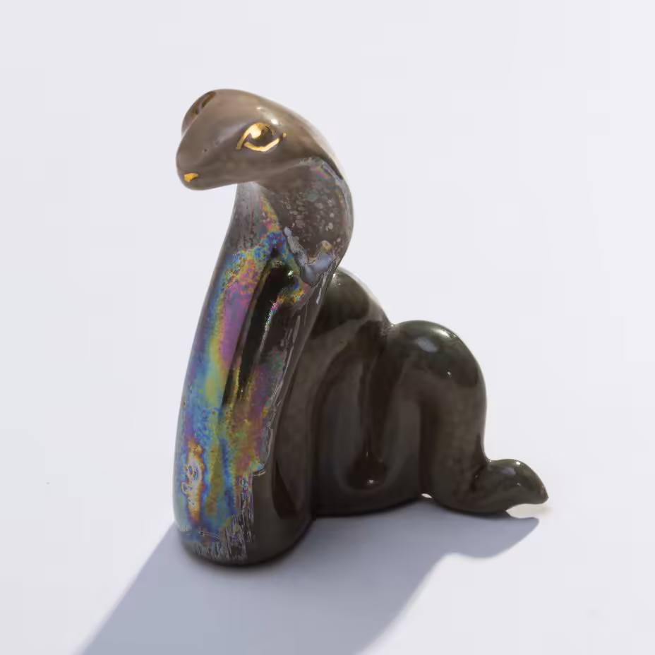 Статуэтка "Королевская кобра", фарфор, аэрография, люстр, СССР, 1970-1990 гг.