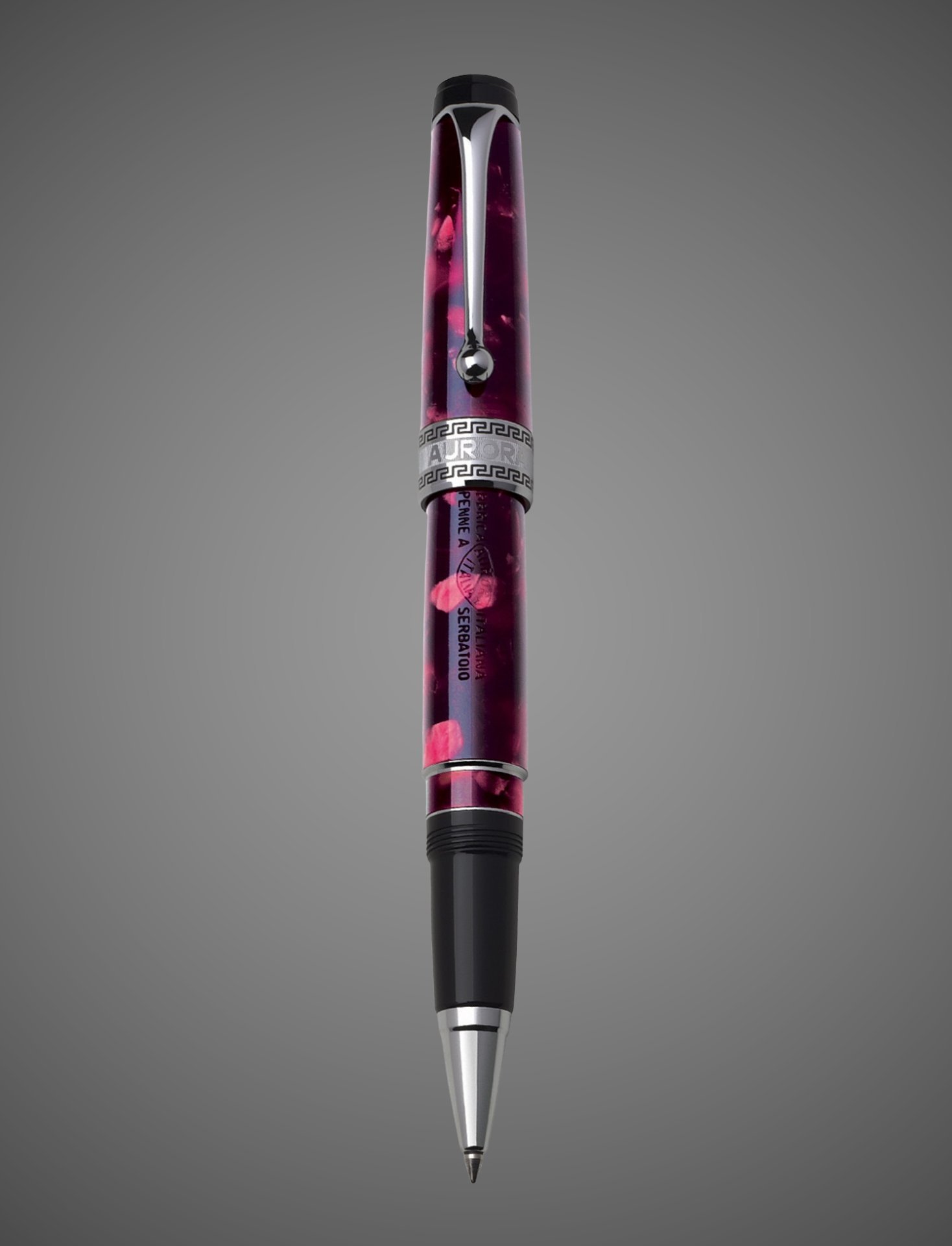 Ручка-роллер Aurora Optima Auroloide Variegated Burgundy CT, в подарочной коробке, Лаки и смолы: смола, хром