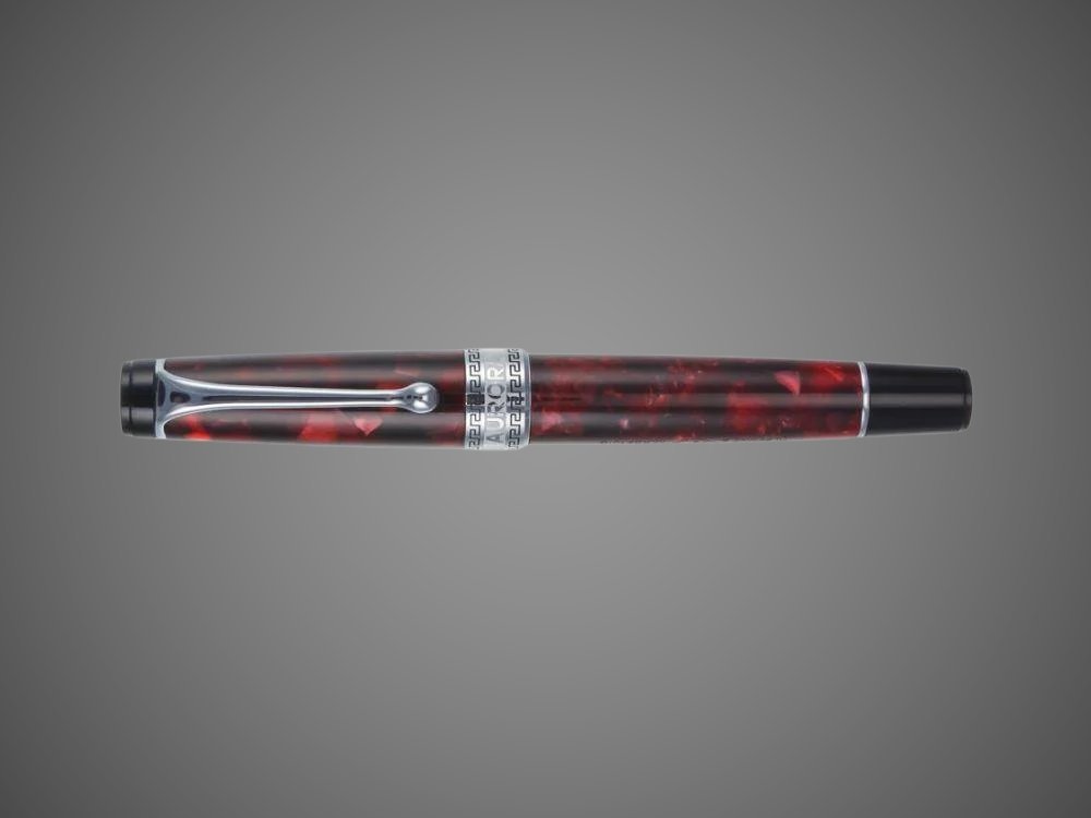 Ручка-роллер Aurora Optima Auroloide Variegated Burgundy CT, в подарочной коробке, Лаки и смолы: смола, хром