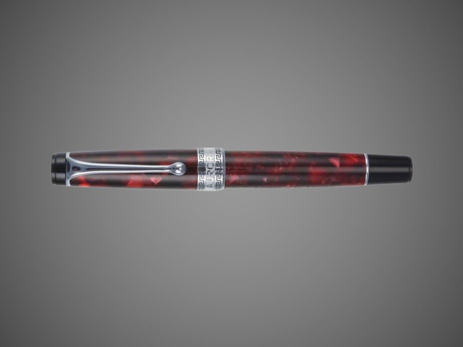 Ручка-роллер Aurora Optima Auroloide Variegated Burgundy CT, в подарочной коробке, Лаки и смолы: смола, хром