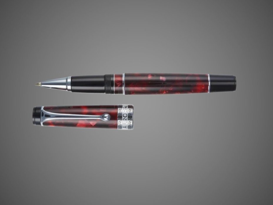 Ручка-роллер Aurora Optima Auroloide Variegated Burgundy CT, в подарочной коробке, Лаки и смолы: смола, хром