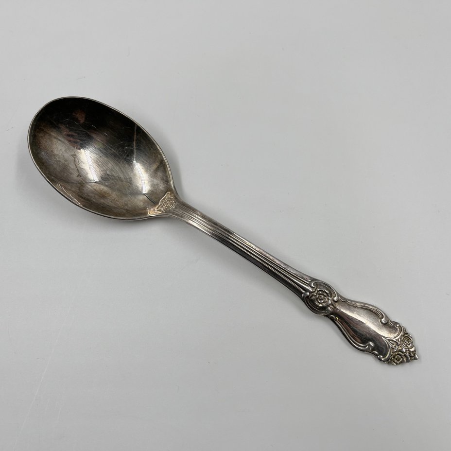 Ложка салатная "Серебряная роза", мНЦ (медь-никель-цинк), Кольчугинский завод цветных металлов, СССР, 1970-1990 гг., Кольчугинский завод цветных металлов