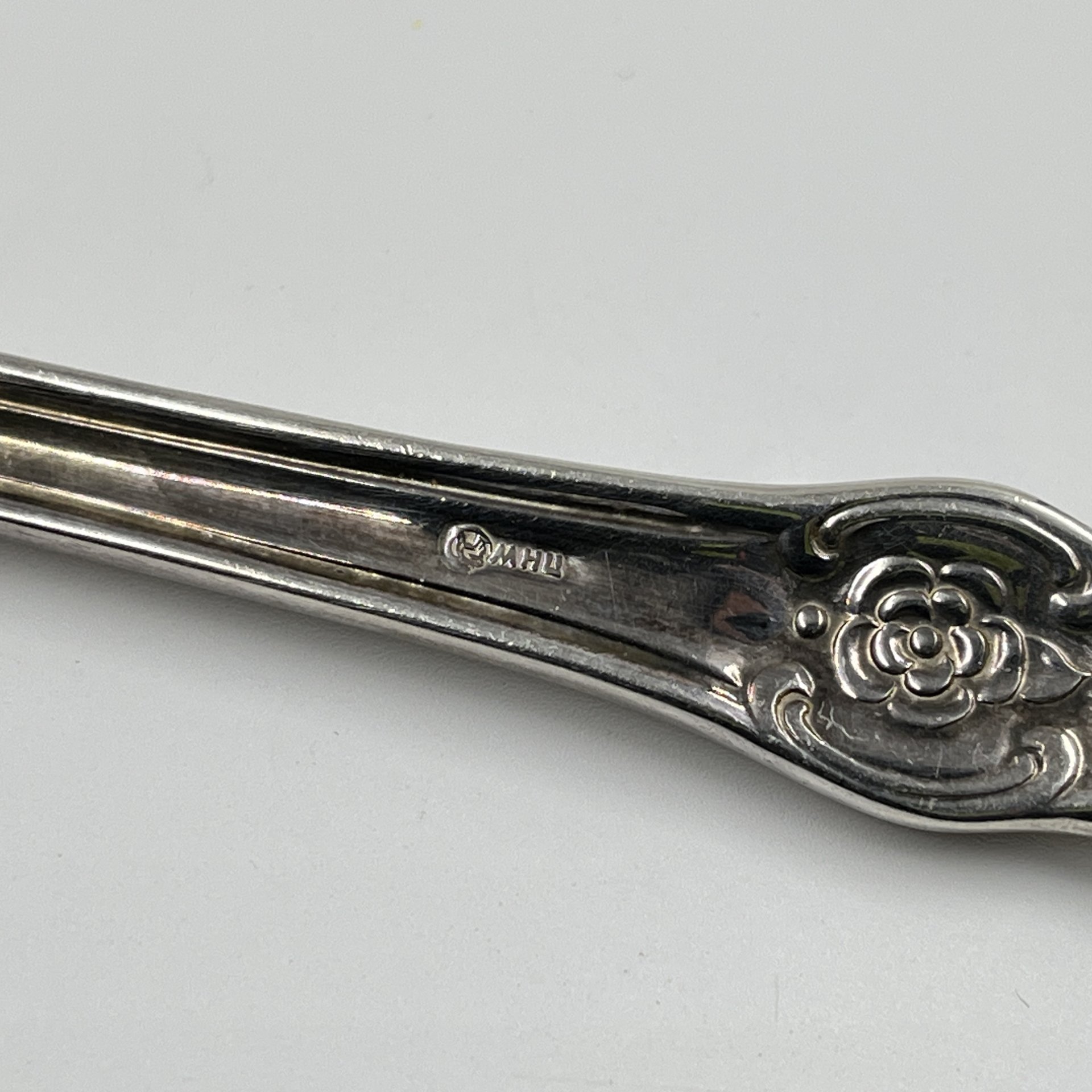 Ложка салатная "Серебряная роза", мНЦ (медь-никель-цинк), Кольчугинский завод цветных металлов, СССР, 1970-1990 гг., Кольчугинский завод цветных металлов