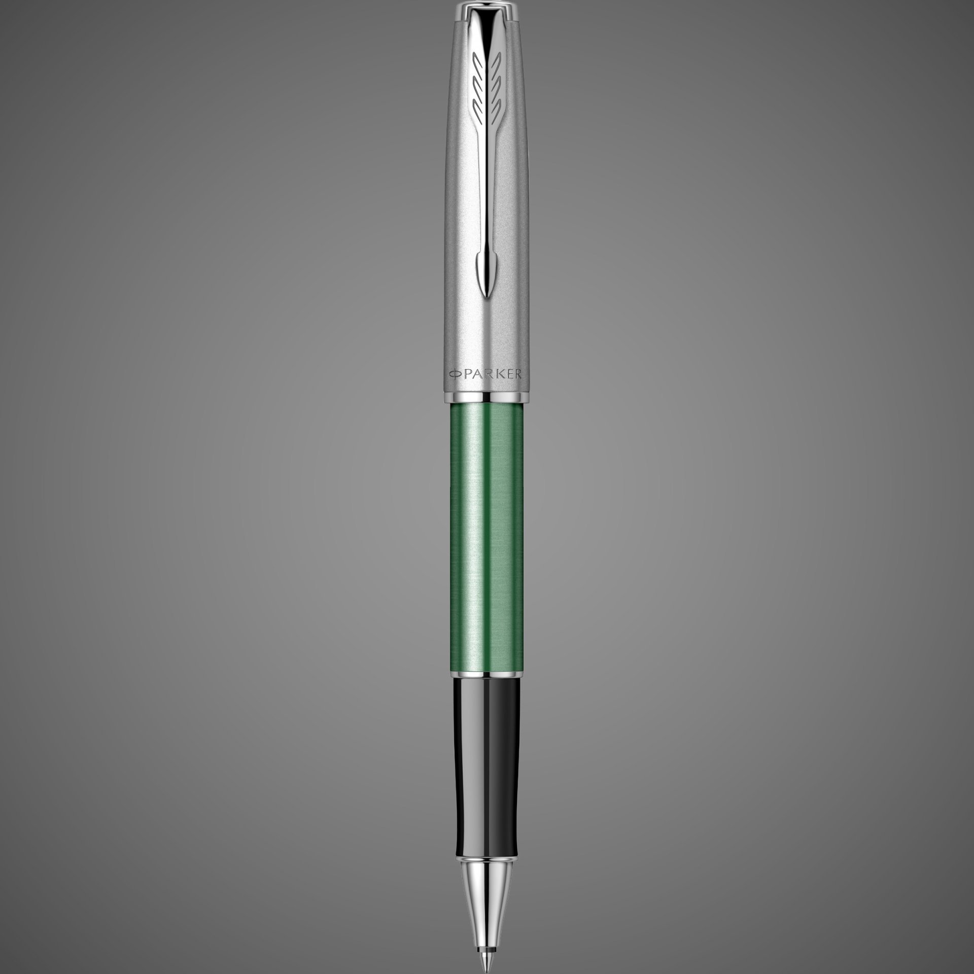 Ручка-роллер Parker Sonnet Essentials Green SB Steel CT, цвет чернил black, перо: F, в подарочной упаковке., Металлы: нержавеющая сталь, палладий, пластик