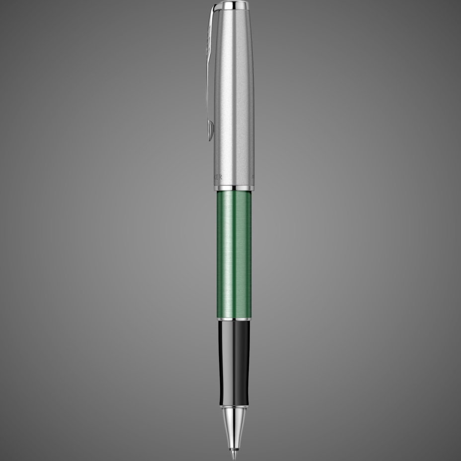 Ручка-роллер Parker Sonnet Essentials Green SB Steel CT, цвет чернил black, перо: F, в подарочной упаковке., Металлы: нержавеющая сталь, палладий, пластик
