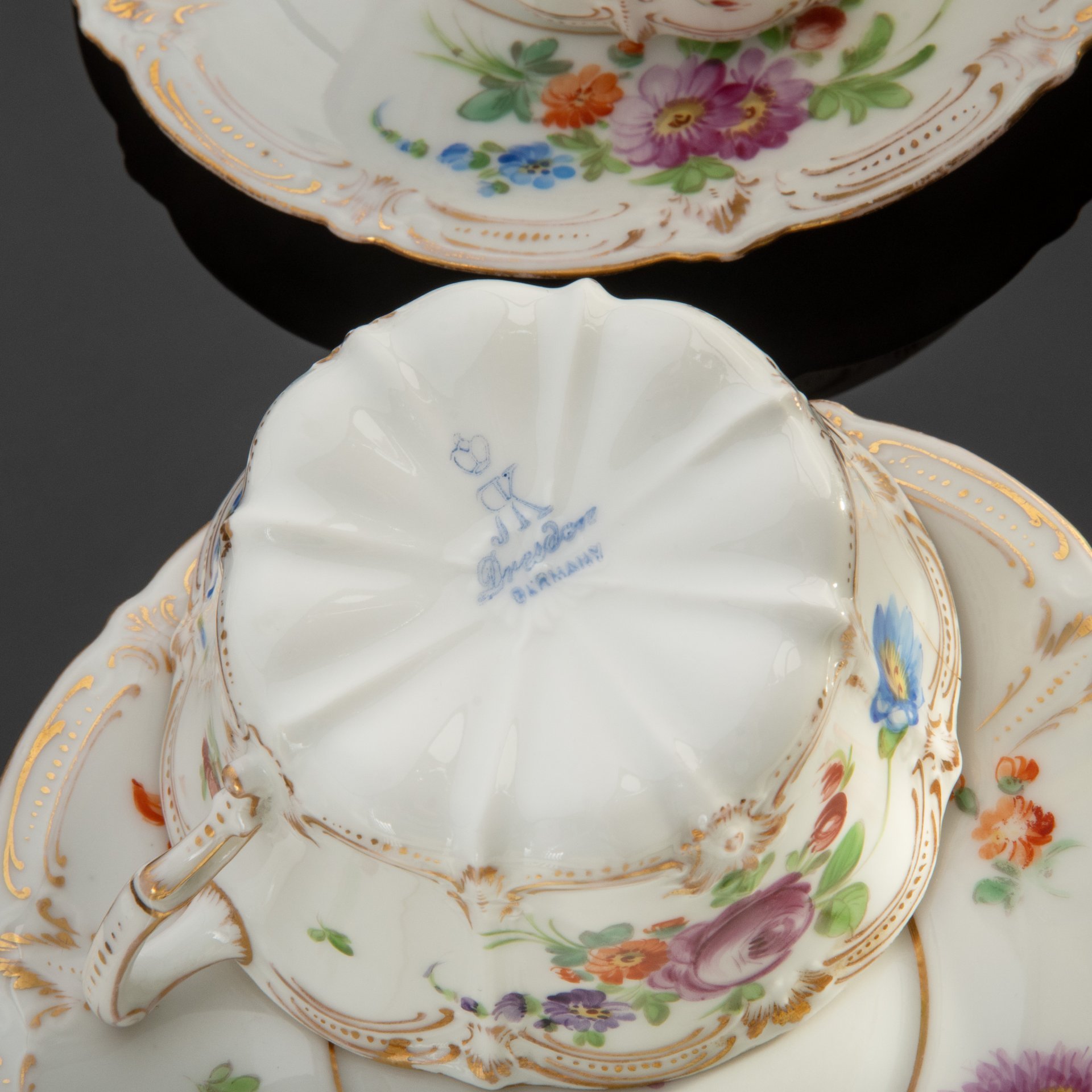 Сервиз чайный "Мейсенский букет" на 5 персон (13 предметов), Volkstedt porcelain factory - Richard Eckert  & Co