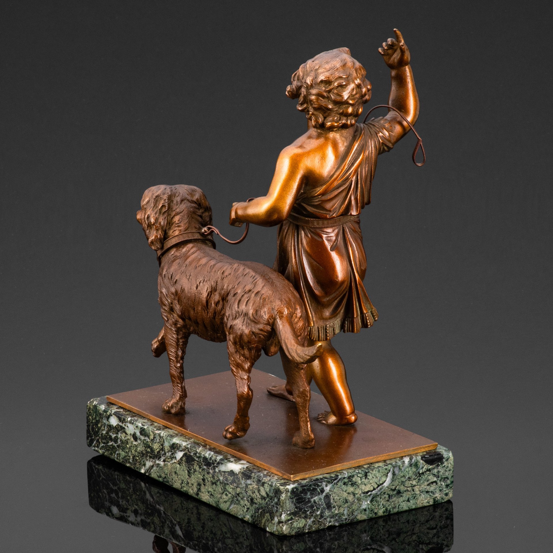 Скульптурная композиция (статуэтка) "Путти с собакой"