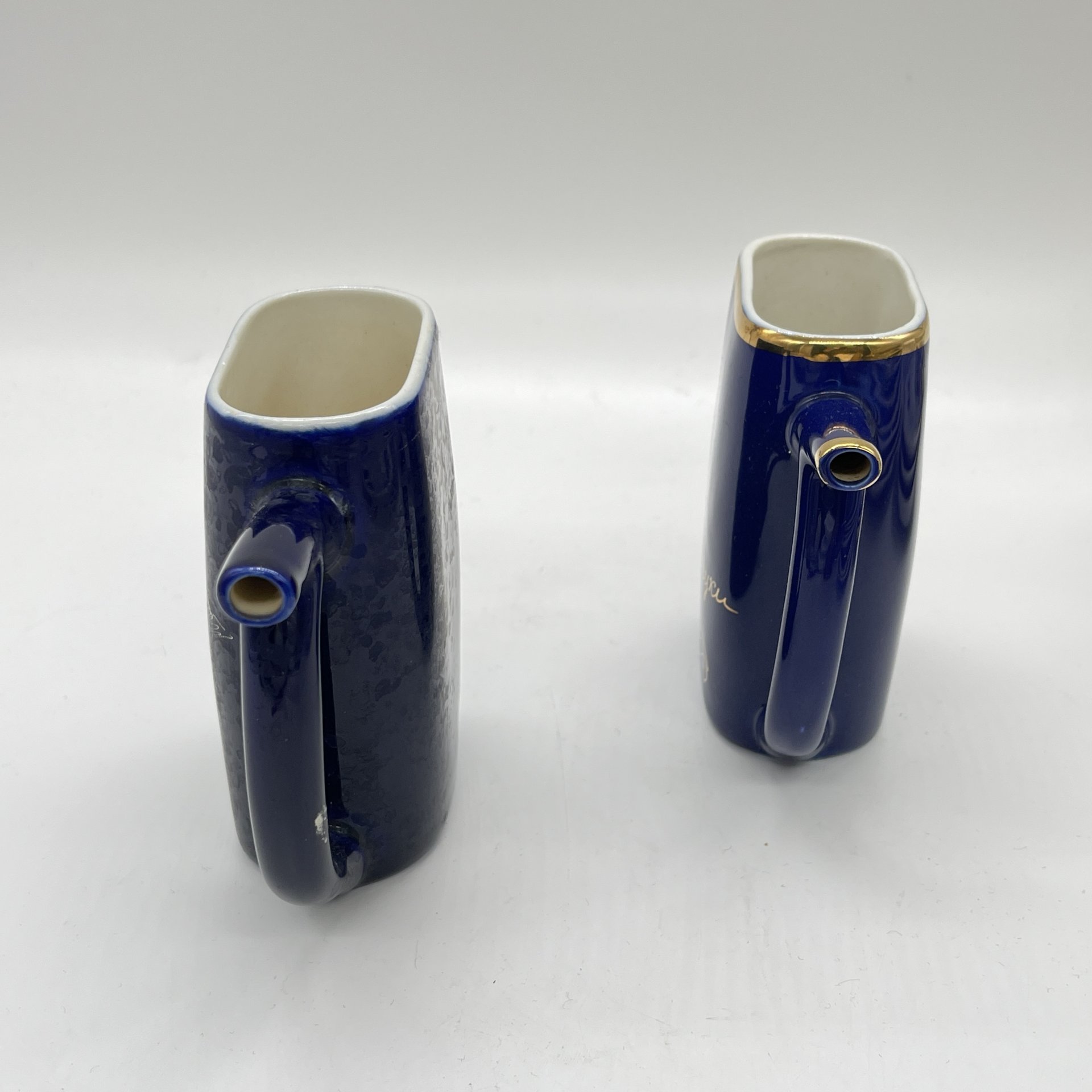 Набор из 2 поильников "Ессентуки" (подбор), фарфор, крытье кобальтом, золочение, СССР, 1960-1970 гг.