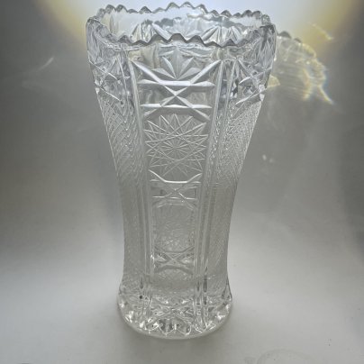 Ваза для цветов с геометрическим декором, хрусталь, алмазная грань, СССР, 1970-1990 гг.