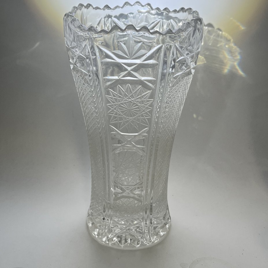 Ваза для цветов с геометрическим декором, хрусталь, алмазная грань, СССР, 1970-1990 гг.